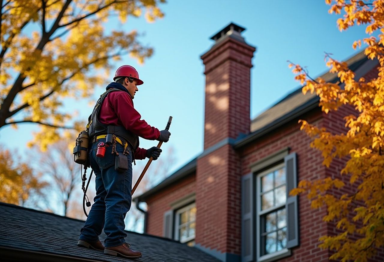 Chimney sweep at work in Laurel